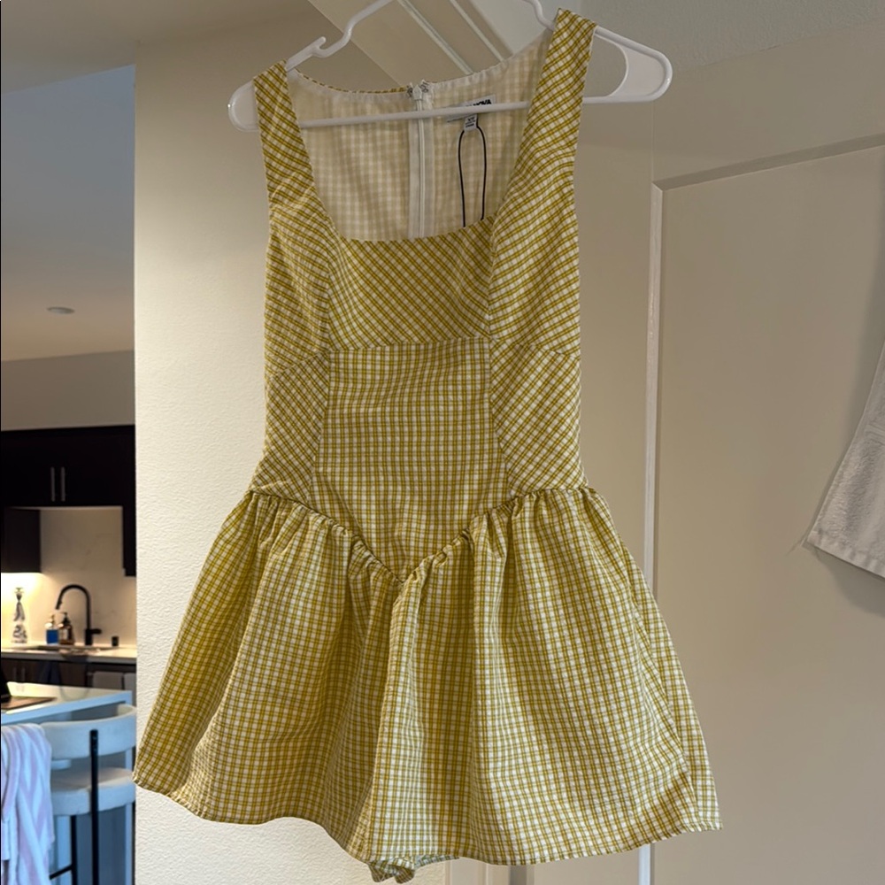 Yellow Gingham Sleeveless Dress